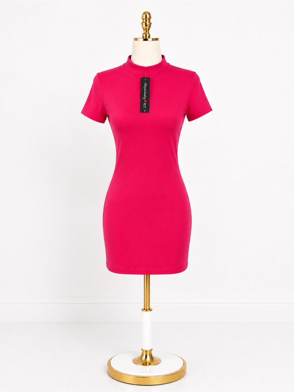 Aplausibly Hot Pink Mock Neck Short Sleeve Tunic